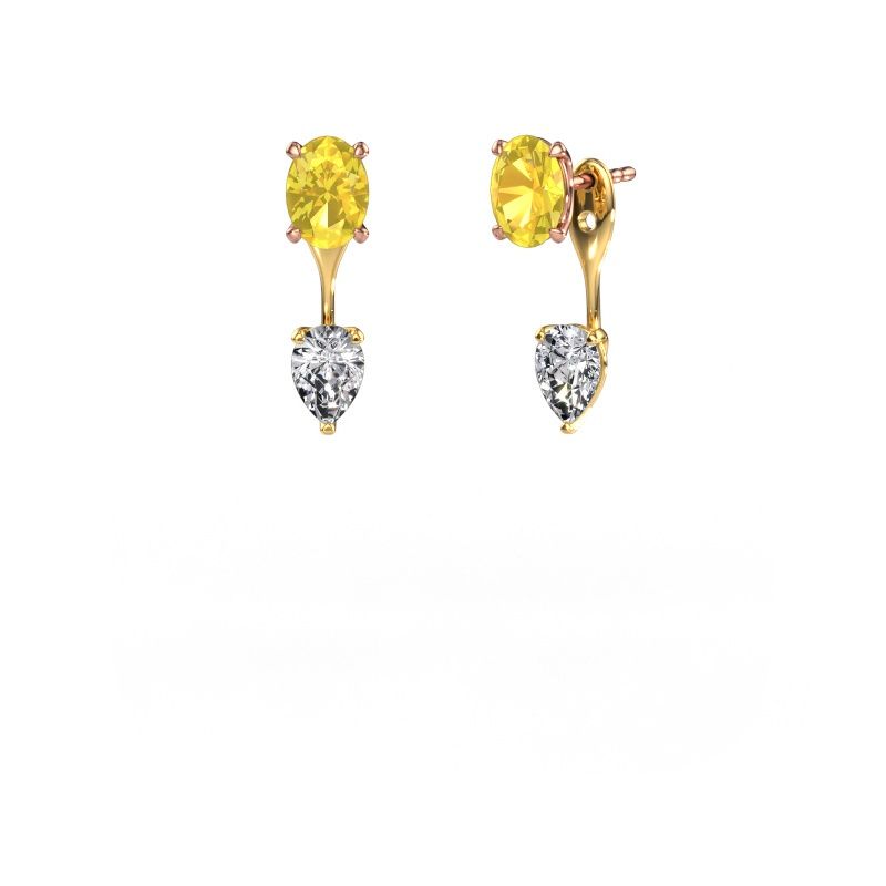 Drop earrings Kate OVL-PER 585 rose gold yellow sapphire 7x5 mm