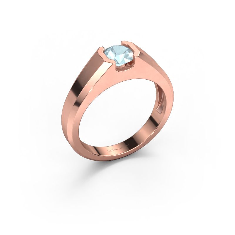 Herrenring Indigo 585 Roségold Aquamarin 6 mm