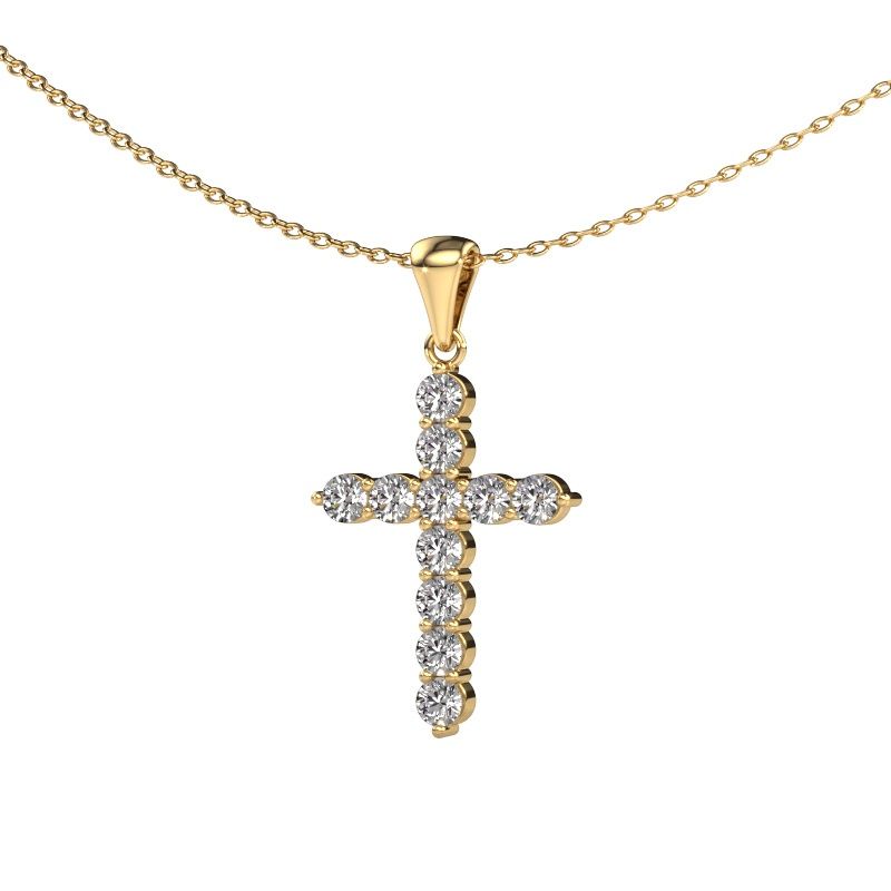 Pendant Cross 585 gold zirconia 2.5 mm