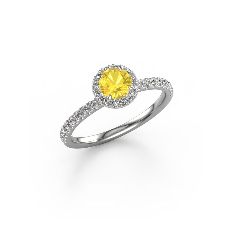 Verlobungsring Miranda RND 585 Weißgold Gelb Saphir 6.5 mm