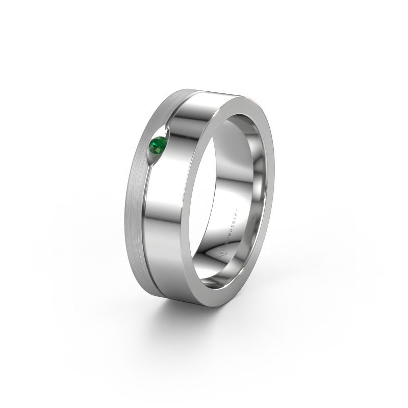 Wedding ring WH0329L16B 950 platinum emerald ±6x2 mm