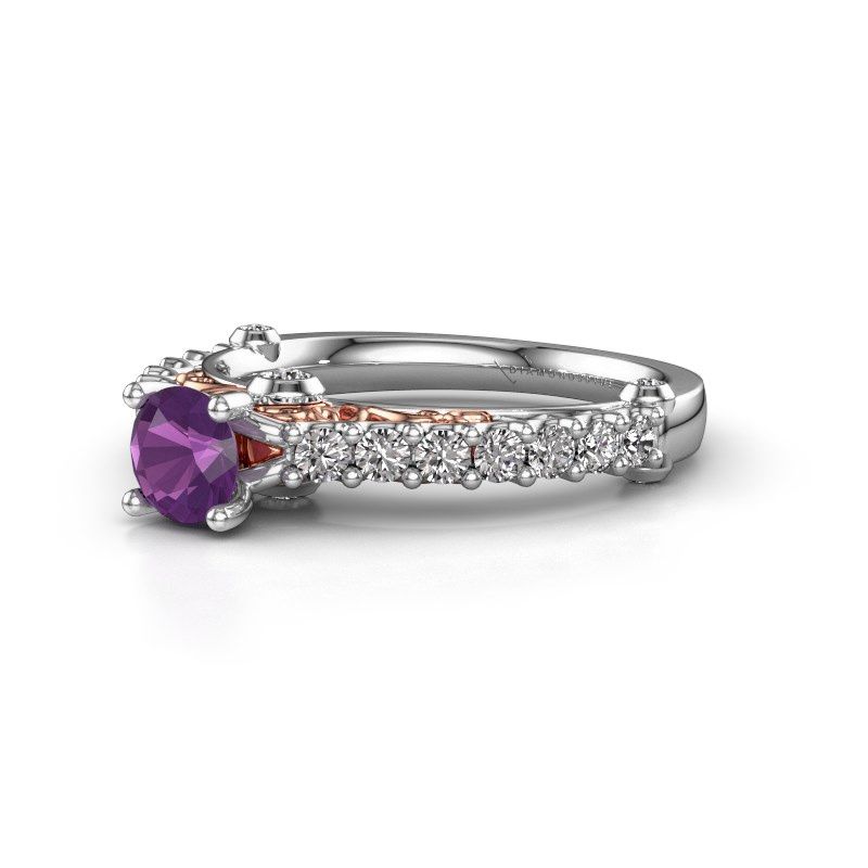 Afbeelding van Verlovingsring Shaunda<br/>585 witgoud<br/>Amethist 6.5 mm