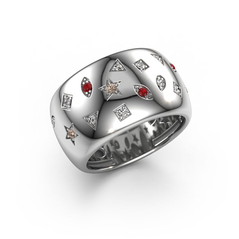 Bague Sasha 2 585 or blanc rubis 1.5 mm