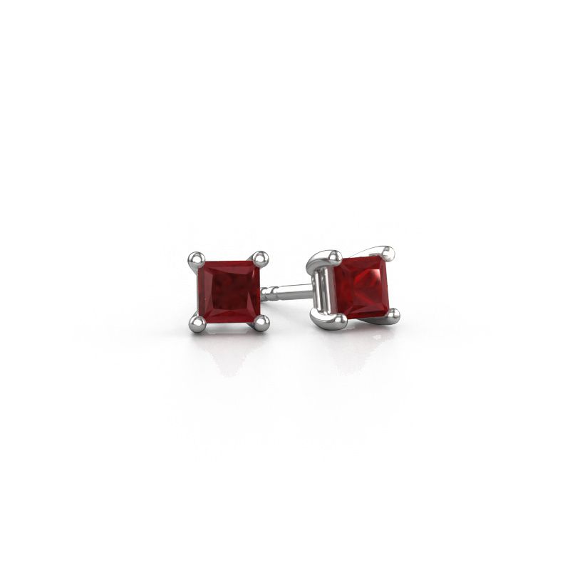 Stud earrings Sam SQR 950 platinum ruby 4 mm