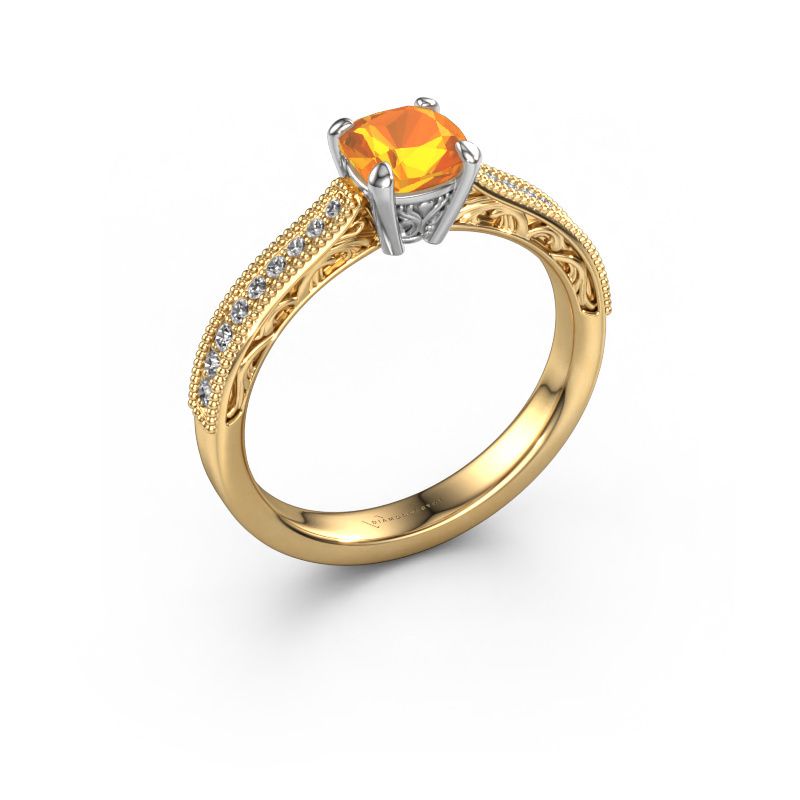 Aanzoeksring Shonta CUS 585 goud citrien 5.5 mm