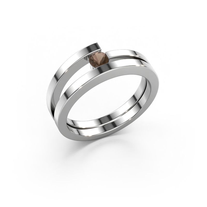 Ring Sandy 585 white gold smokey quartz 3.4 mm