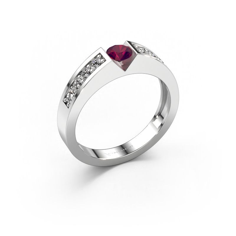 Verlobungsring Lizzy 2 585 Weißgold Rhodolit 4.2 mm