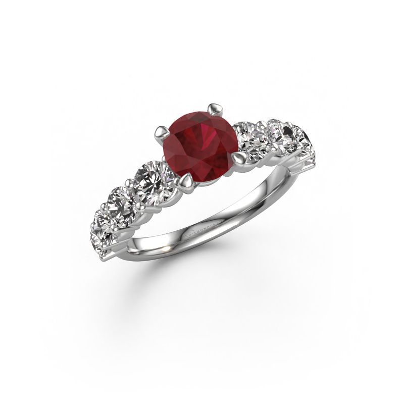 Engagement ring Deja 950 platinum ruby 6.5 mm