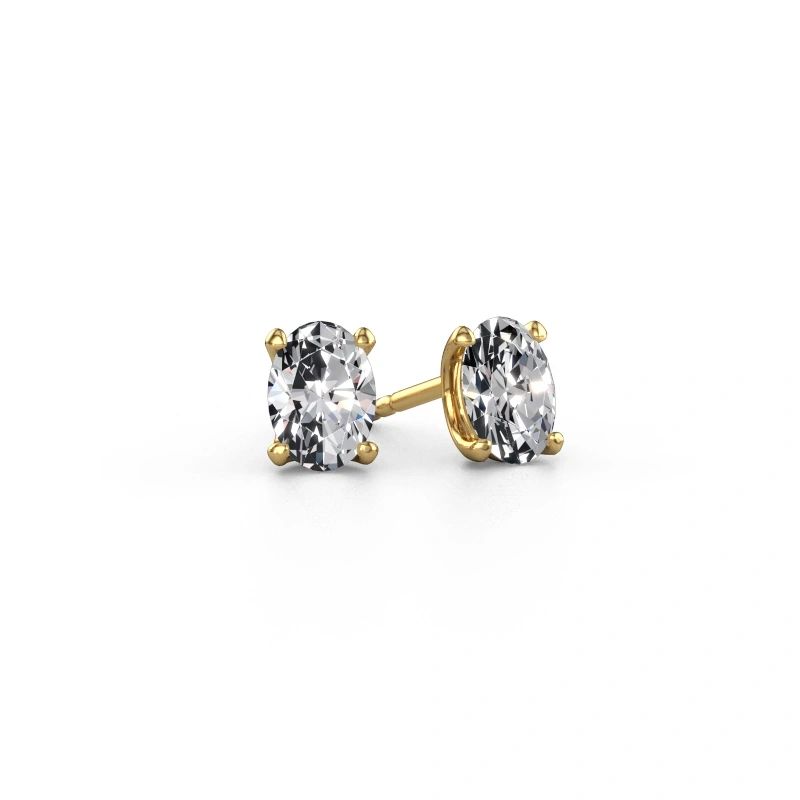 Clous d'oreilles Sam OVL 585 or jaune diamant synthétique 0.70 crt