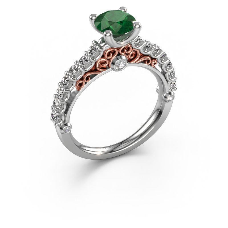 Verlobungsring Shaunda 585 Weißgold Smaragd 6 mm