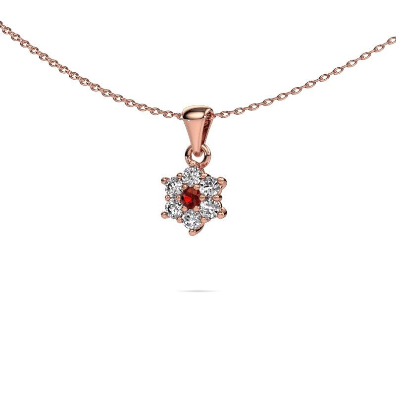 Pendentif Chantal 585 or rose grenat 2.4 mm
