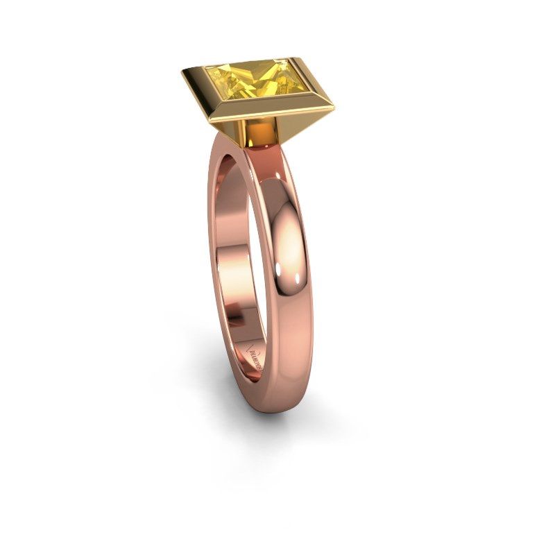 Image of Stacking ring Trudy Square 585 rose gold yellow sapphire 6 mm