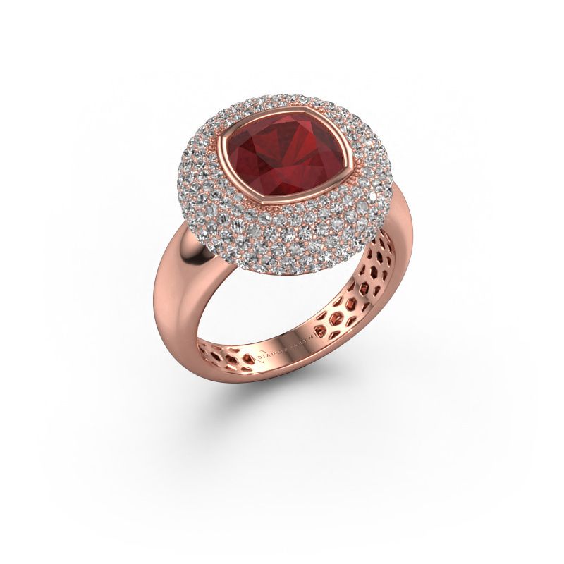 Ring Keshia 585 rosé goud robijn 8 mm
