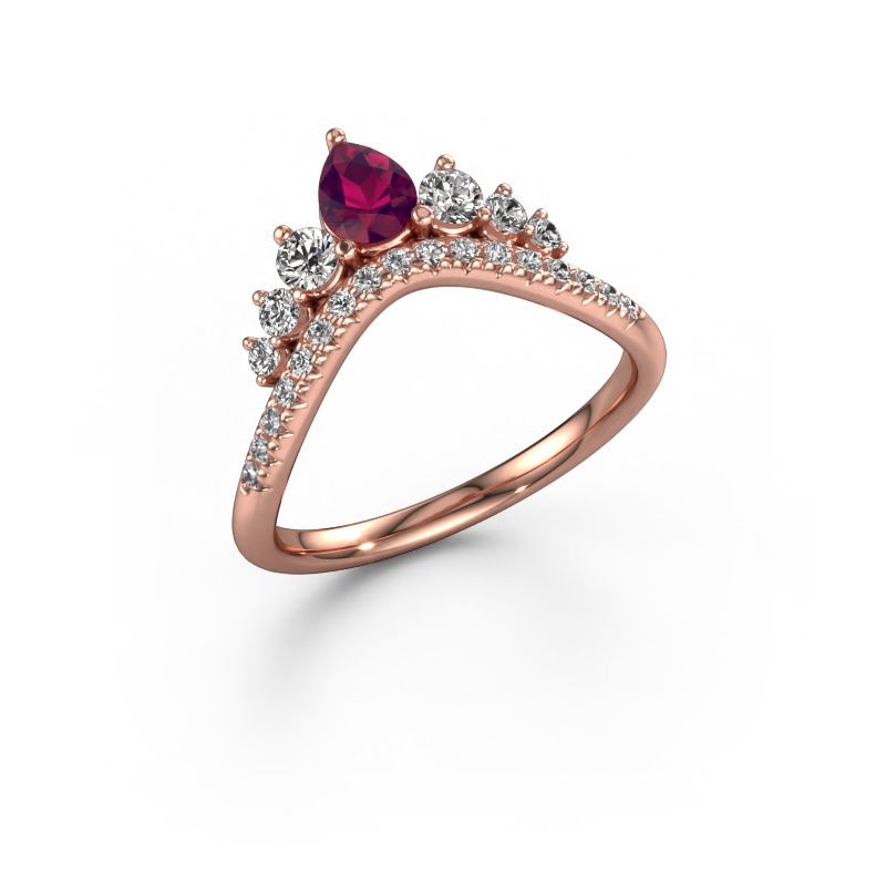 Vorsteckring Crown B 585 Roségold Rhodolit 5x4 mm