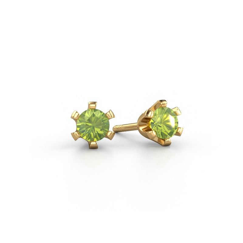 Stud earrings Shana 585 gold peridot 4 mm