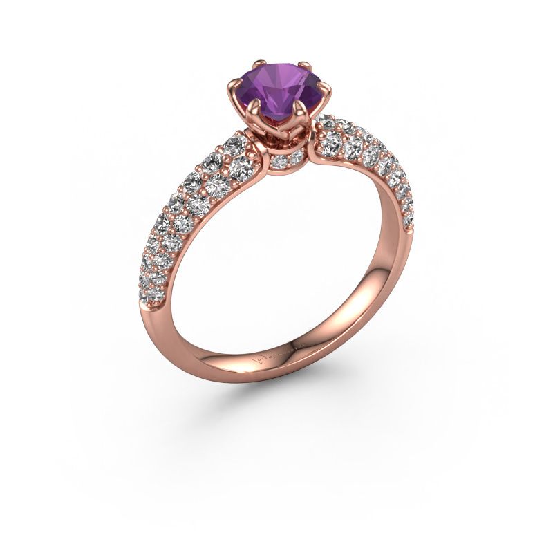 Verlovingsring Meryl 585 rosé goud amethist 5.7 mm