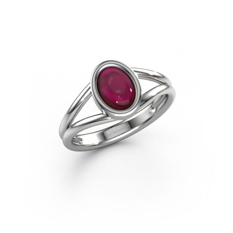 Ring Lieselotte 950 platina granaat 9x7 mm
