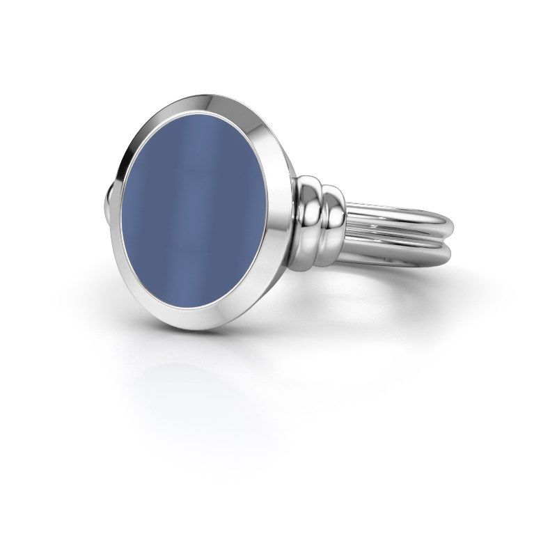 Image of Signet ring brenda 2<br/>950 platinum<br/>Blue sardonyx 12x10 mm