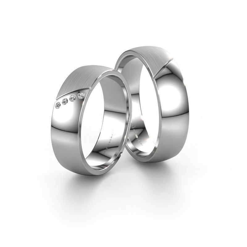 Eheringe set WH1201LM26A4SPM ±6x1.7 mm 14 Karat Weißgold Diamant 0.008 crt