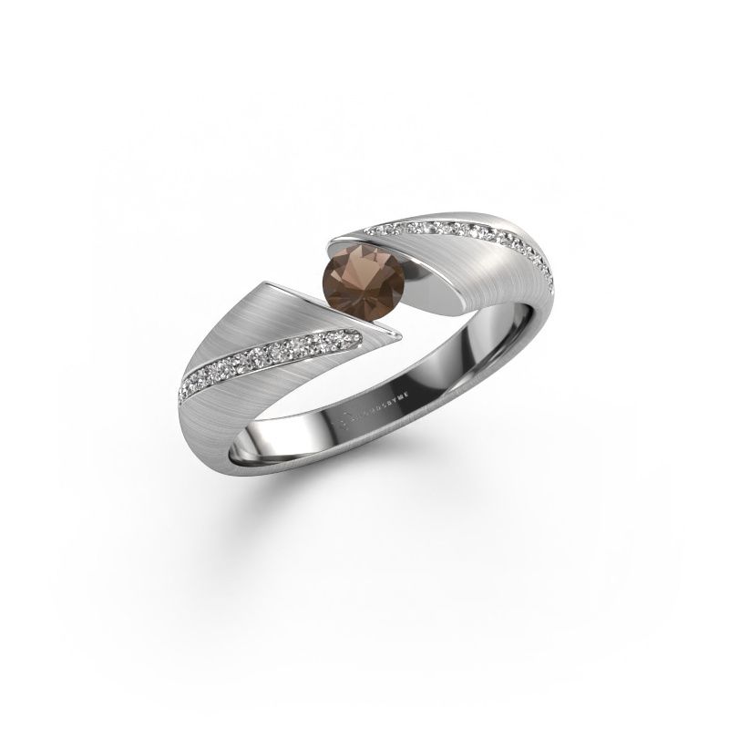 Ring Hojalien 2 585 white gold smokey quartz 4.2 mm