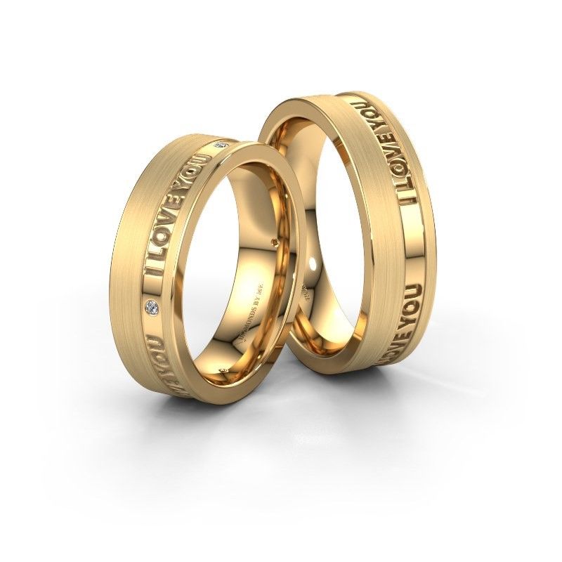 Image of Wedding rings set WH2076LM16CM ±6x2.2 mm 14 Carat gold diamond 0.008 crt