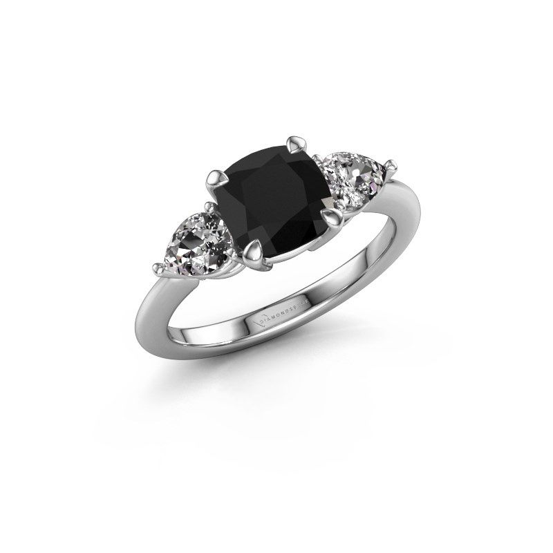 Afbeelding van Verlovingsring Chanou CUS 585 witgoud zwarte diamant 3.100 crt