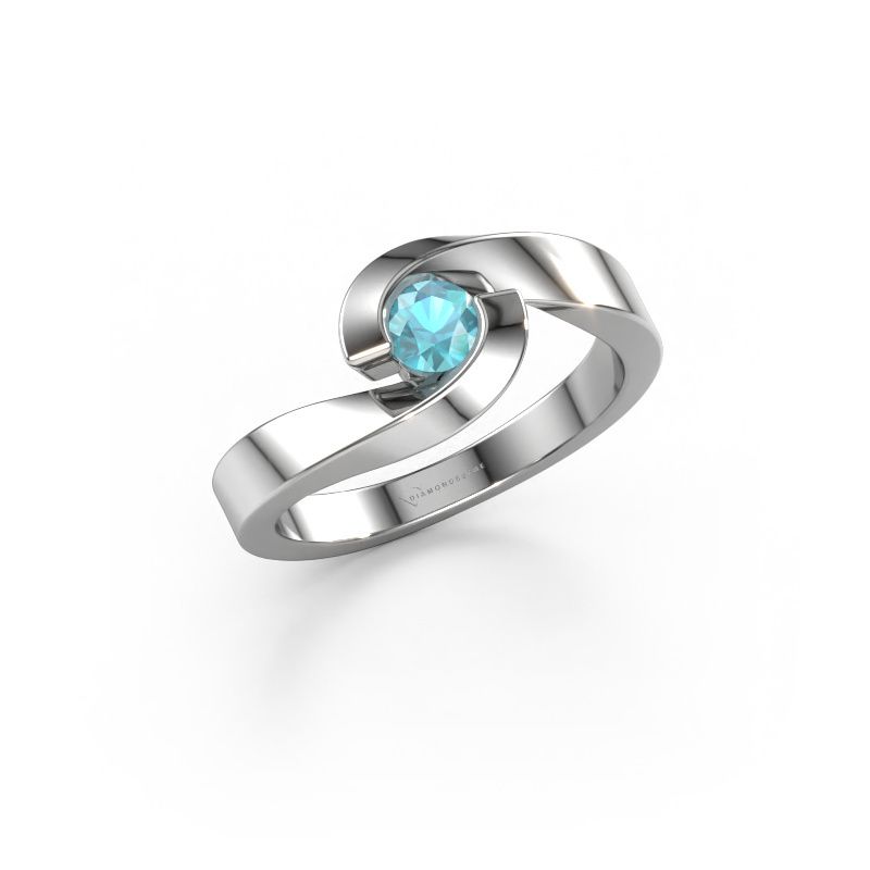 Ring Sheryl 585 white gold blue topaz 4 mm