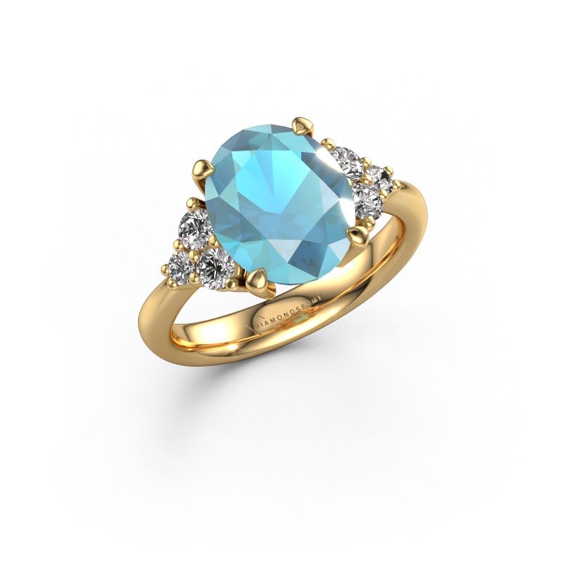 Engagement ring Aleida OVL 1 585 gold blue topaz 9x7 mm