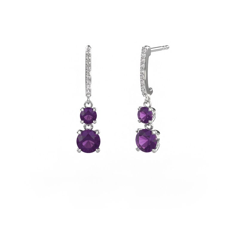 Drop earrings Tanja 2 585 white gold amethyst 4.2 mm