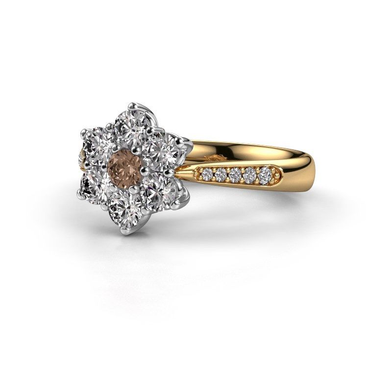 Afbeelding van Verlovingsring Chantal 2 585 goud bruine diamant 0.10 crt