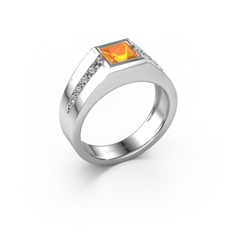 Bague pinky Simon 950 platine citrine 4.5 mm