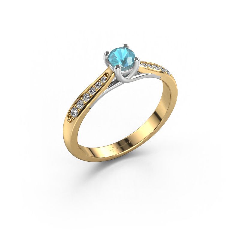 Engagement ring Mia 2 585 gold blue topaz 5 mm