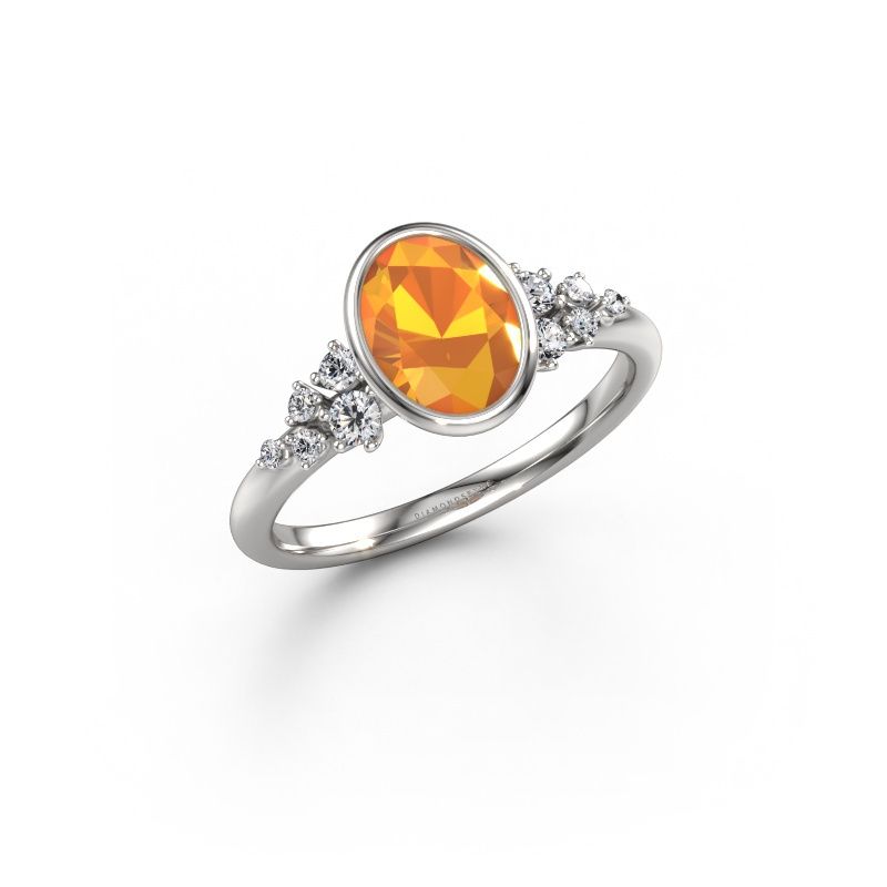 Verlobungsring Aliyah OVL 950 Platin Citrin 8x6 mm