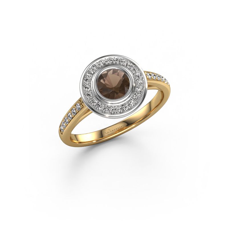 Engagement ring Noud 2 RND 585 gold smokey quartz 5 mm