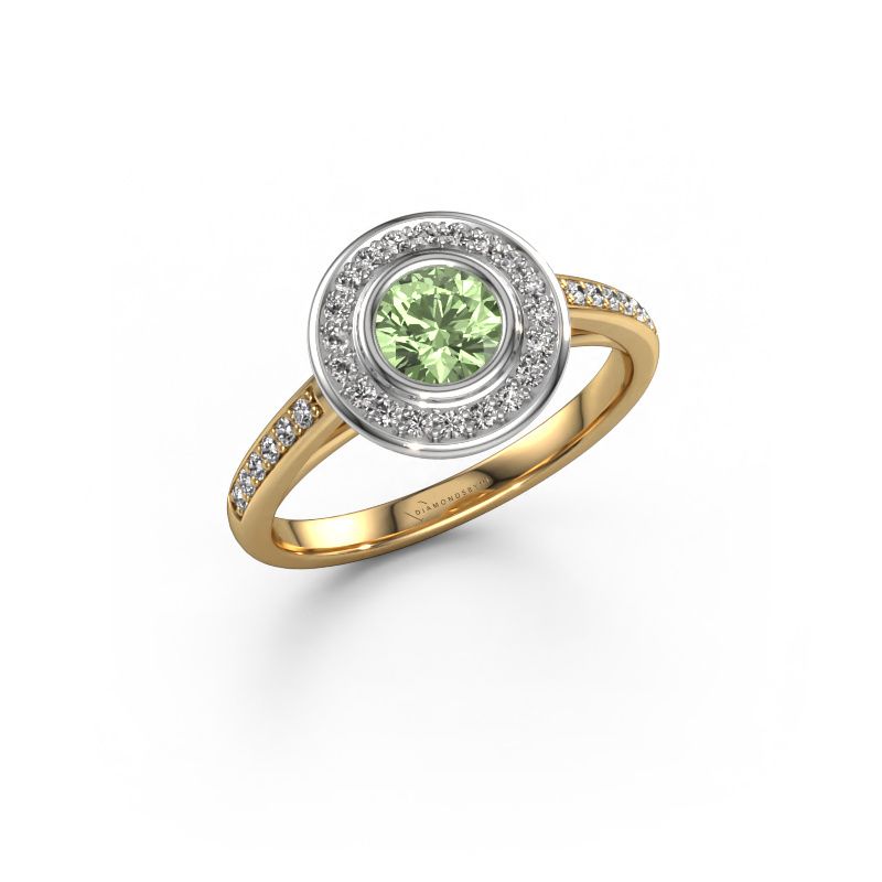 Engagement ring Noud 2 RND 585 gold green lab grown diamond 5 mm