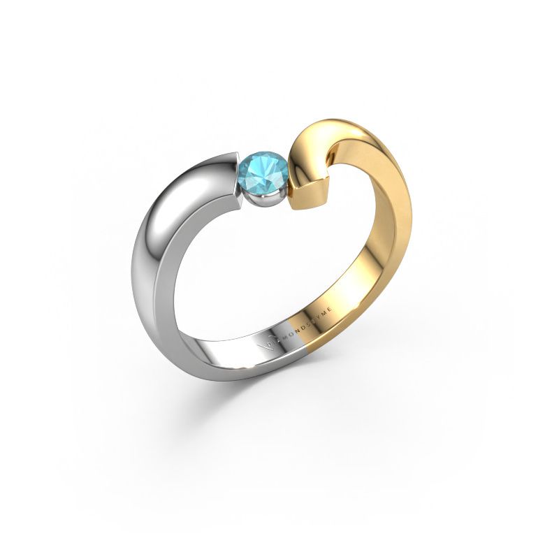 Bague Arda 585 or blanc topaze bleue 3.4 mm