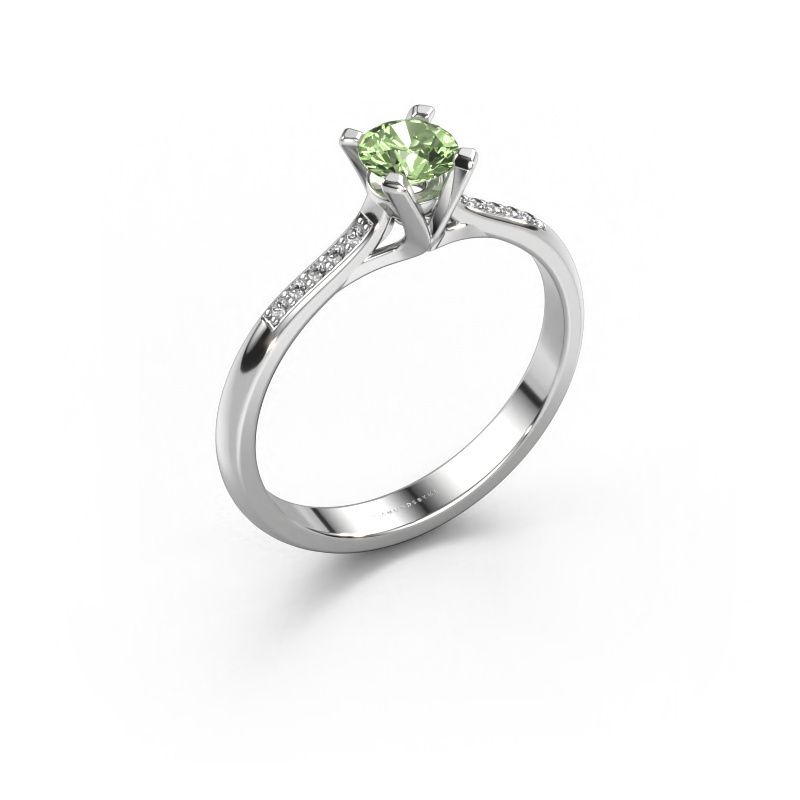 Engagement ring Isa 2 950 platinum green lab grown diamond 4.2 mm