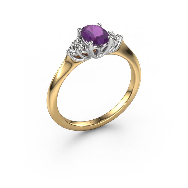 Bague de fiançailles Felipa OVL 585 or jaune améthyste 7x5 mm