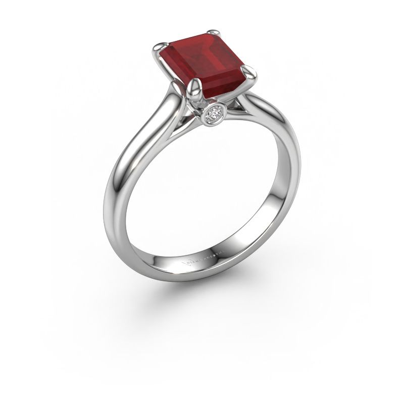 Verlovingsring Valorie eme 1 950 platina robijn 9x7 mm