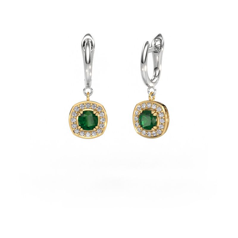 Drop earrings Marlotte 1 585 gold emerald 5 mm