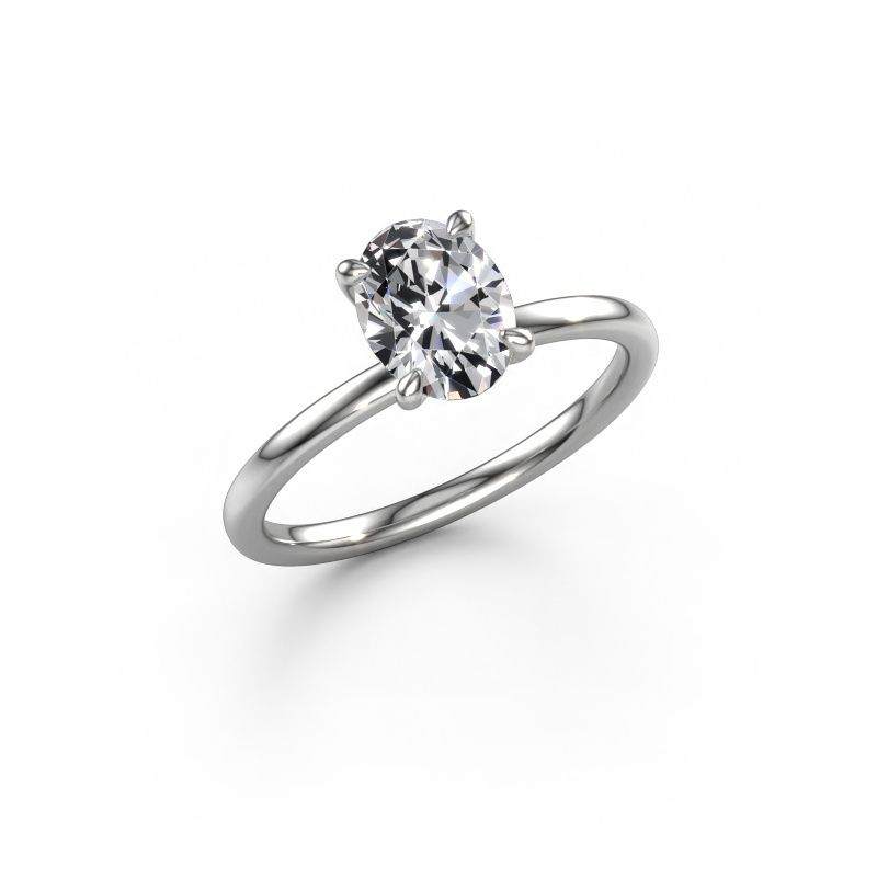 Verlovingsring Crystal OVL 1 585 witgoud zirkonia 8x6 mm