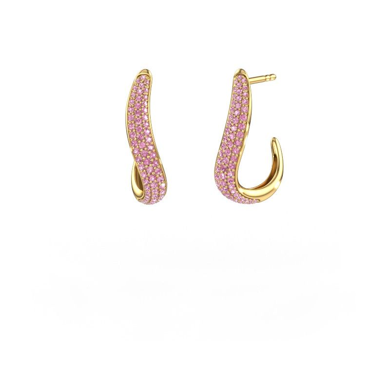 Earrings Dina 2 585 gold pink sapphire 0.8 mm