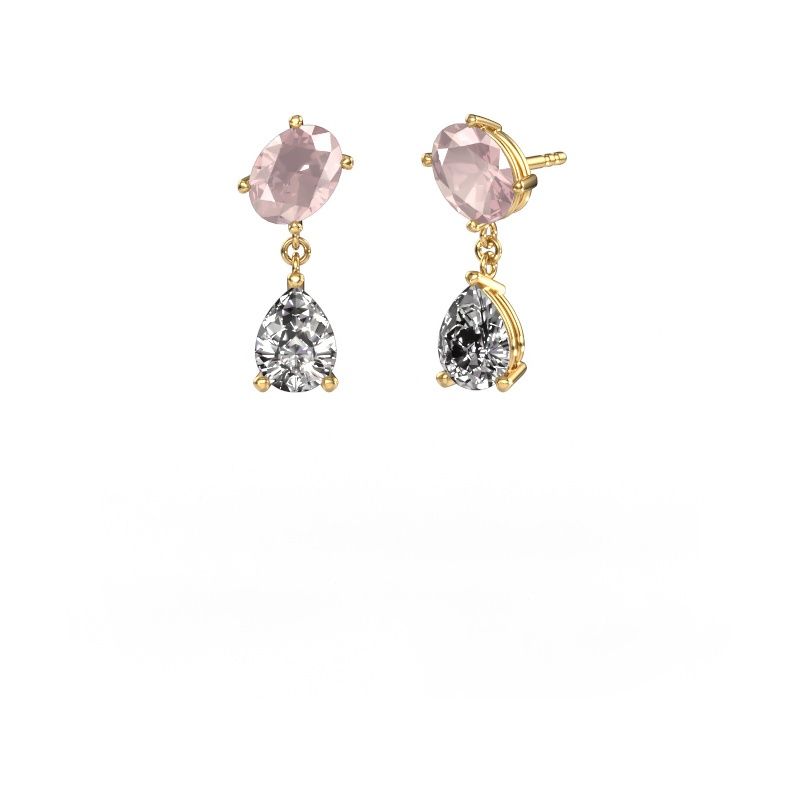 Earrings Toi et Moi OVL-PER 585 gold morganite champagne 8x6 mm