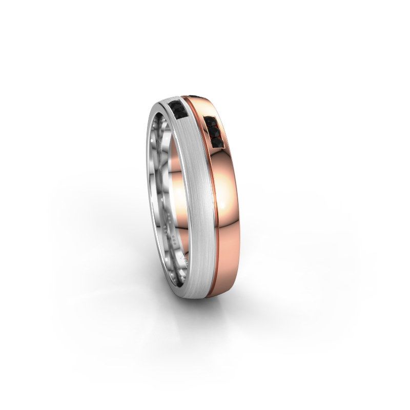 Image of Wedding ring WH0206L25APM<br/>585 rose gold ±5x1.7 mm<br/>Black diamond