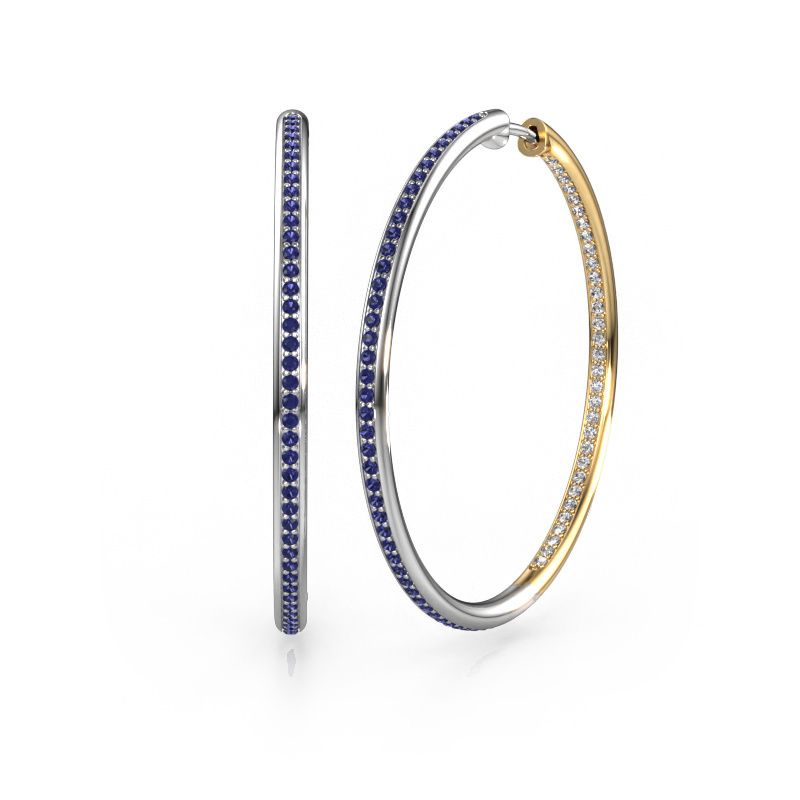 Hoop earrings Sina 35mm 585 white gold sapphire 1.1 mm