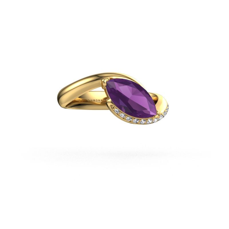 Engagement ring Aida MRQ side 585 gold amethyst 11x5.5 mm