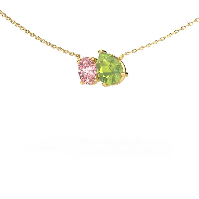 Pendant Toi et Moi PER OVL 585 gold peridot 8x6 mm