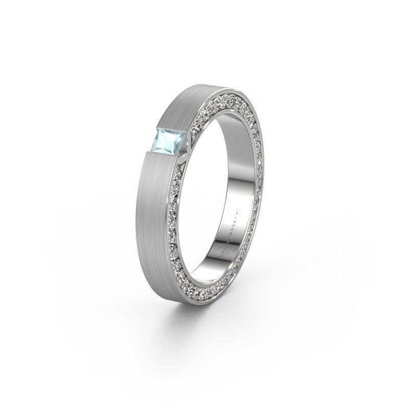 Wedding ring WH2140L14B 585 white gold aquamarine ±0.14x0.08 in