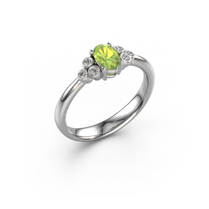 Engagement ring Lucy 1 950 platinum peridot 6x4 mm