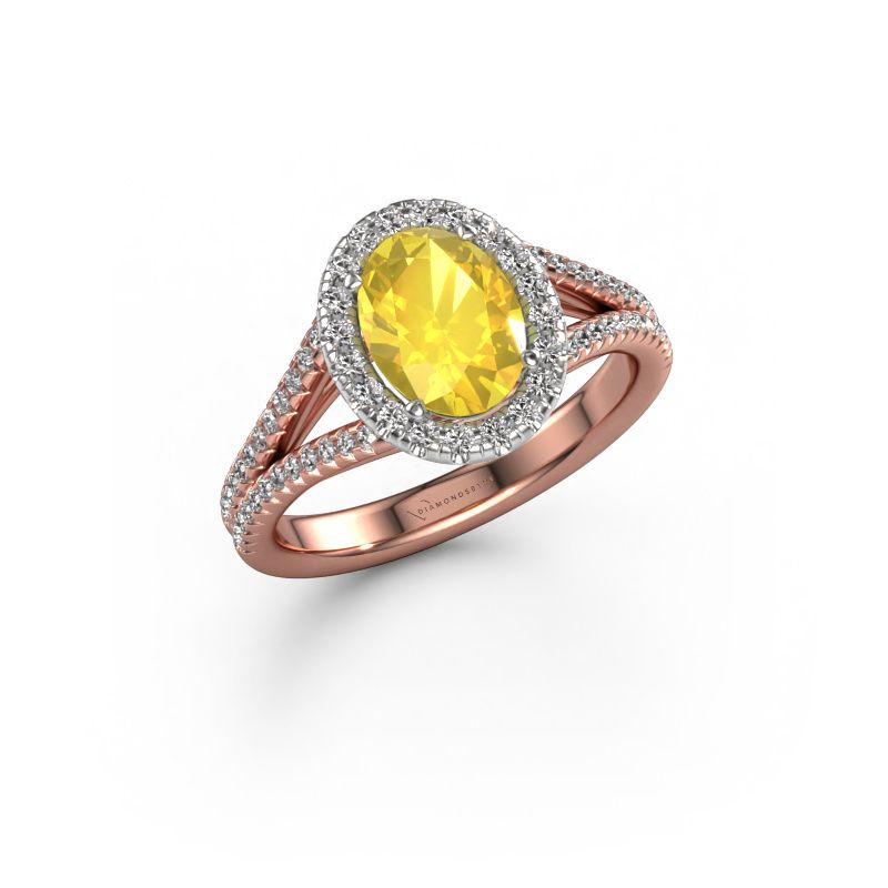 Verlobungsring Verla ovl 2 585 Roségold Gelb Saphir 8x6 mm
